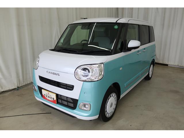 ムーヴキャンバス 中古車 ストライプスＧ　／オーディオレス／両側電動スライドドア／両自動ドア　アラウンドビューモニター　衝突軽減ブレーキ　電格ミラー　バックモニター　Ａライト　オートＬＥＤ　ＬＥＤ　点検記録簿付　シ−トヒ−タ−　スマートキー　キーフリー　車線逸脱警告　ベンチシート