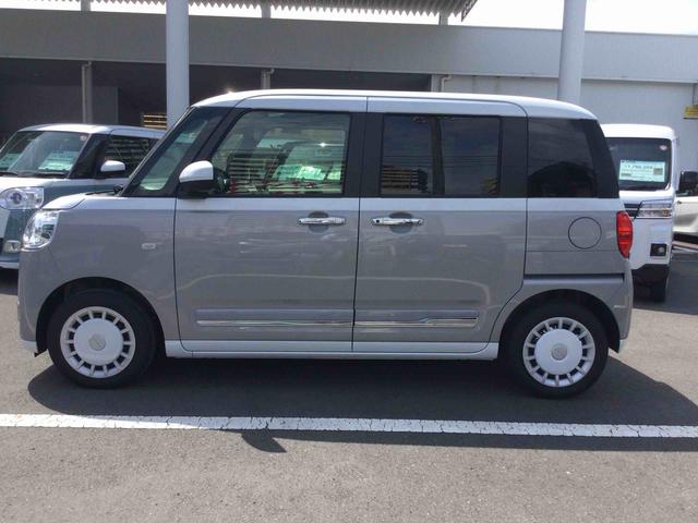 ムーヴキャンバスストライプスＧターボターボモデル　インパネシフト　プッシュスタートスイッチ　電子カードキー　電動パーキングブレーキ　レーンキープ　オートマチックハイビーム　衝突回避支援ブレーキ機能（鹿児島県）の中古車