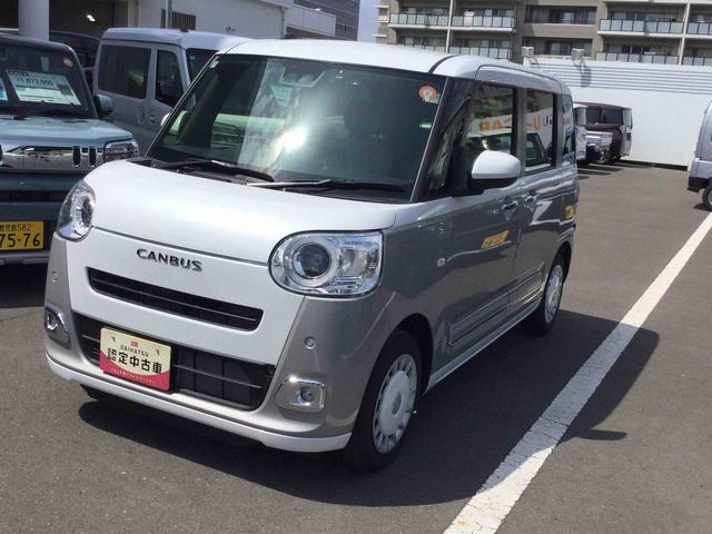 ムーヴキャンバスストライプスＧターボターボモデル　インパネシフト　プッシュスタートスイッチ　電子カードキー　電動パーキングブレーキ　レーンキープ　オートマチックハイビーム　衝突回避支援ブレーキ機能（鹿児島県）の中古車