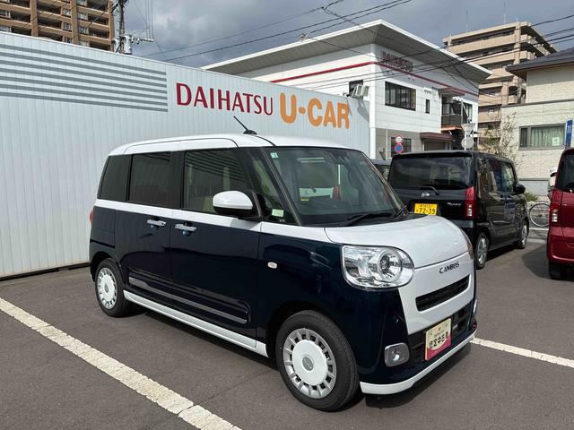 ムーヴキャンバスストライプスＧ★ボディコーティング　（ガードコスメ施工）★　　　インパネシフト　プッシュスタートスイッチ　両側電動スライドドア　ディスプレイオーディオ　衝突被害軽減装置　ハイビームアシスト　レーンキープアシスト（鹿児島県）の中古車