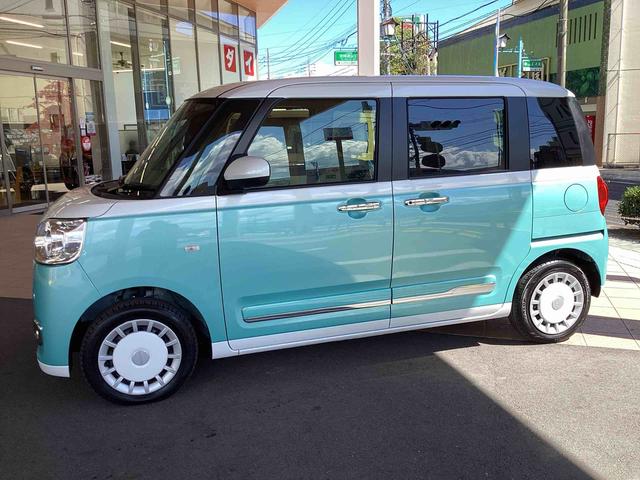ムーヴキャンバスストライプスＧインパネシフト　プッシュスタートスイッチ　電子カードキー　電動パーキングブレーキ　カーナビ　車線逸脱警報　オートハイビーム　ＡＢＳ　エマージェンシーブレーキ（鹿児島県）の中古車