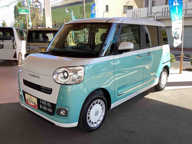 ムーヴキャンバスストライプスＧインパネシフト　プッシュスタートスイッチ　電子カードキー　電動パーキングブレーキ　カーナビ　車線逸脱警報　オートハイビーム　ＡＢＳ　エマージェンシーブレーキ（鹿児島県）の中古車