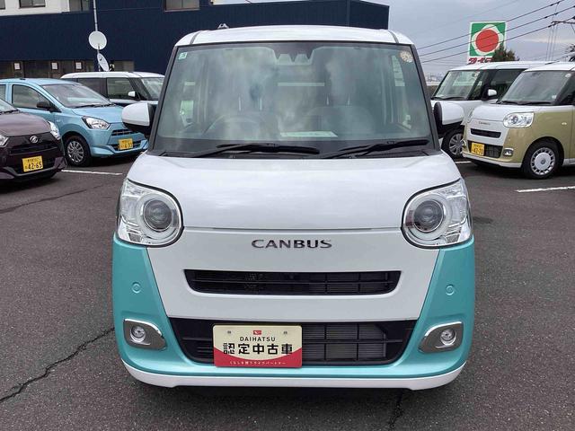 ムーヴキャンバスストライプスＧインパネシフト　プッシュスタートスイッチ　電子カードキー　電動パーキングブレーキ　シートヒーター　衝突被害軽減　車線逸脱　オートハイビーム　両側パワースライドドア　ＡＢＳ（鹿児島県）の中古車