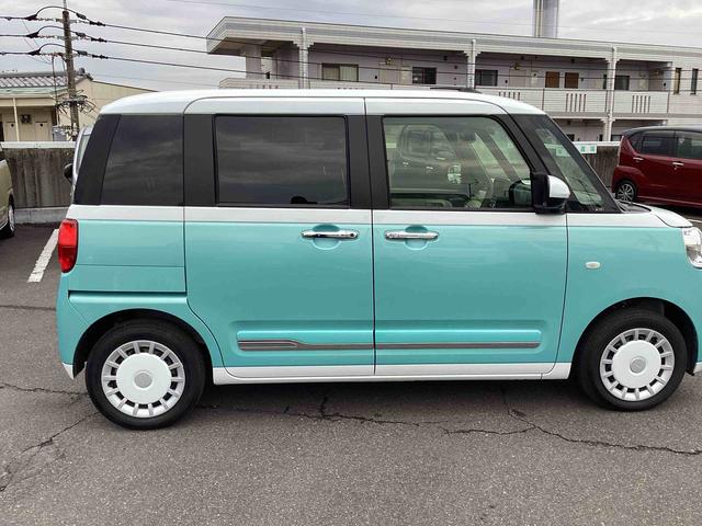 ムーヴキャンバスストライプスＧインパネシフト　プッシュスタートスイッチ　電子カードキー　電動パーキングブレーキ　シートヒーター　衝突被害軽減　車線逸脱　オートハイビーム　両側パワースライドドア　ＡＢＳ（鹿児島県）の中古車