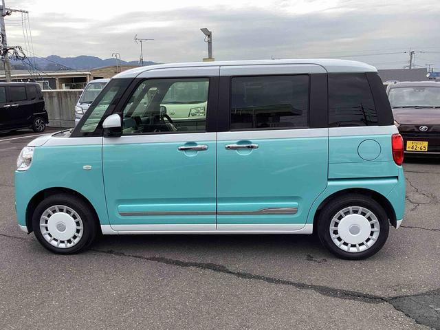 ムーヴキャンバスストライプスＧインパネシフト　プッシュスタートスイッチ　電子カードキー　電動パーキングブレーキ　シートヒーター　衝突被害軽減　車線逸脱　オートハイビーム　両側パワースライドドア　ＡＢＳ（鹿児島県）の中古車