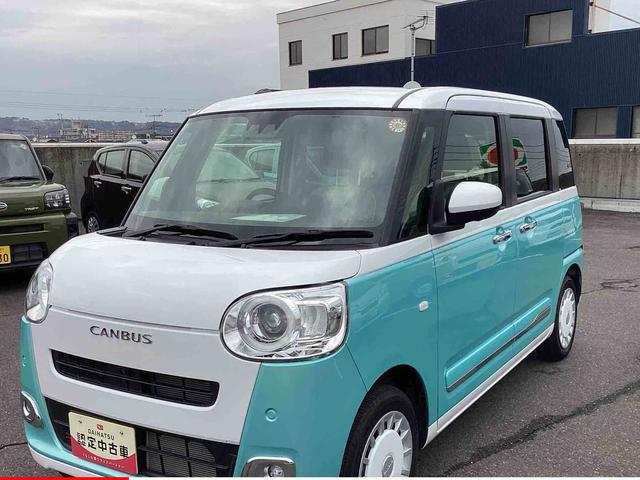 ムーヴキャンバスストライプスＧインパネシフト　プッシュスタートスイッチ　電子カードキー　電動パーキングブレーキ　シートヒーター　衝突被害軽減　車線逸脱　オートハイビーム　両側パワースライドドア　ＡＢＳ（鹿児島県）の中古車