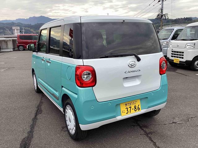 ムーヴキャンバスストライプスＧインパネシフト　プッシュスタートスイッチ　電子カードキー　電動パーキングブレーキ　シートヒーター　衝突被害軽減　車線逸脱　オートハイビーム　両側パワースライドドア　ＡＢＳ（鹿児島県）の中古車