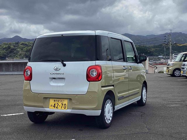 ムーヴキャンバスストライプスＧインパネシフト　プッシュスタートスイッチ　電子カードキー　電動パーキングブレーキ　カーナビ　両側電動スライドドア　衝突被害軽減　車線逸脱　ＡＢＳ　オートハイビーム（鹿児島県）の中古車