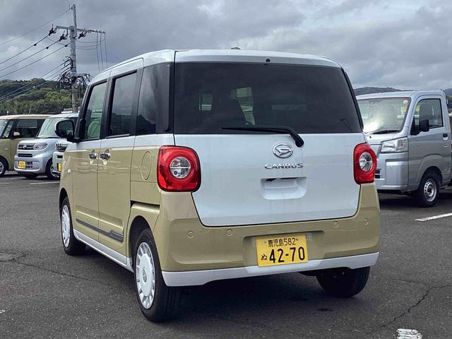 ムーヴキャンバスストライプスＧインパネシフト　プッシュスタートスイッチ　電子カードキー　電動パーキングブレーキ　カーナビ　両側電動スライドドア　衝突被害軽減　車線逸脱　ＡＢＳ　オートハイビーム（鹿児島県）の中古車