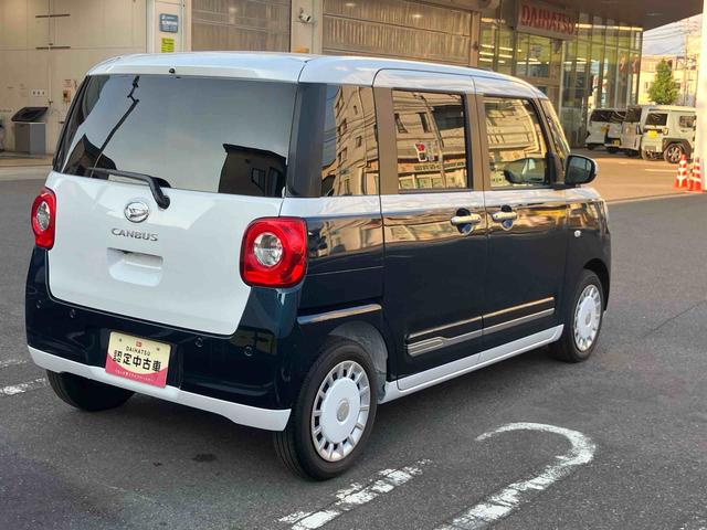 ムーヴキャンバスストライプスＧ★ボディコーティング　（ガードコスメ施工）★　　インパネシフト　プッシュスタートスイッチ　電動パーキングブレーキ　ディスプレイオーディオ　衝突被害軽減装置　ハイビームアシスト　レーンキープアシスト（鹿児島県）の中古車