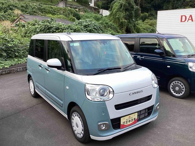 ムーヴキャンバスストライプスGインパネシフト プッシュスタートスイッチ 電子カードキー 電動パーキングブレーキ 電動スライドドア 車線逸脱警報 オートハイビーム ABS(鹿児島県)の中古車