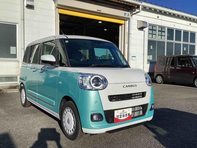 ムーヴキャンバスストライプスGインパネシフト プッシュスタートスイッチ 電子カードキー 電動パーキングブレーキ カーナビ オートハイビーム エマージェンシーブレーキ 車線逸脱警報 ABS(鹿児島県)の中古車