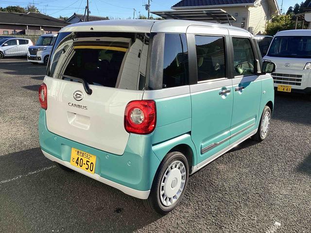 ムーヴキャンバスストライプスGインパネシフト プッシュスタートスイッチ 電子カードキー 電動パーキングブレーキ カーナビ オートハイビーム エマージェンシーブレーキ 車線逸脱警報 ABS(鹿児島県)の中古車