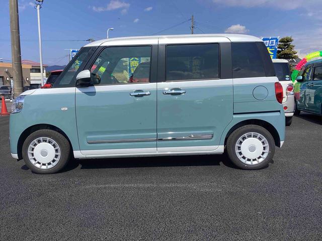 ムーヴキャンバスストライプスＧインパネシフト　プッシュスタートスイッチ　　電子カードキー　電動パーキングブレーキ　カーナビ　ドラレコ　衝突被害軽減　車線逸脱　オートハイビーム　ＡＢＳ　両側パワースライドドア（鹿児島県）の中古車