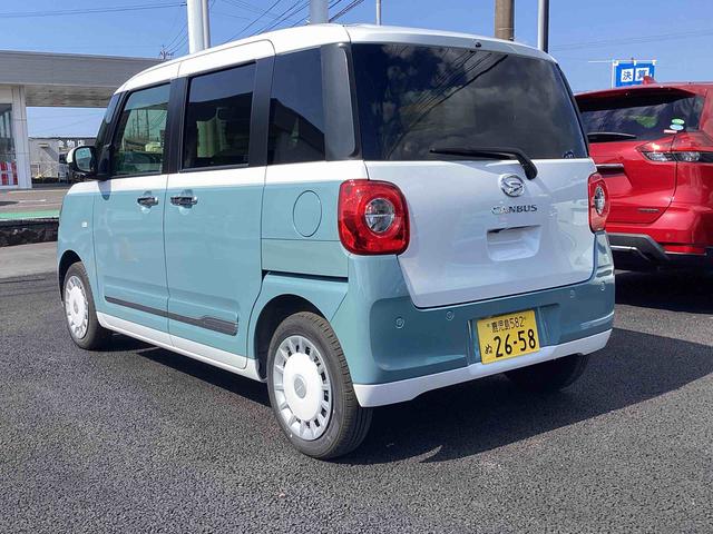 ムーヴキャンバスストライプスＧインパネシフト　プッシュスタートスイッチ　　電子カードキー　電動パーキングブレーキ　カーナビ　ドラレコ　衝突被害軽減　車線逸脱　オートハイビーム　ＡＢＳ　両側パワースライドドア（鹿児島県）の中古車