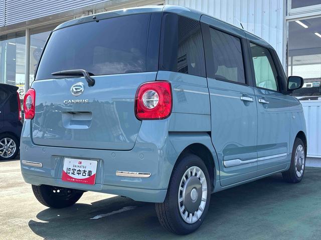 ムーヴキャンバスセオリーＧインパネシフト　プッシュスタートスイッチ　電子カードキー　電動パーキングブレーキ　シートヒーター　両側電動スライドドア　衝突被害軽減システム　レーンキープアシスト　ＡＢＳ（鹿児島県）の中古車