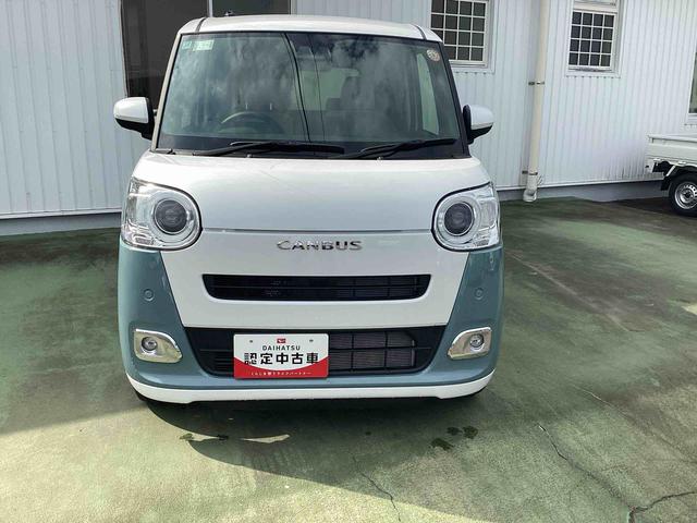ムーヴキャンバスストライプスＧインパネシフト　プッシュスタートスイッチ　電子カードキー　電動パーキングブレーキ　両側電動スライドドア　衝突被害軽減システム　レーンアシスト　シートヒーター　ＡＢＳ（鹿児島県）の中古車