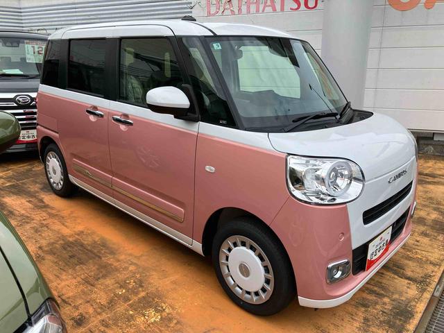 ムーヴキャンバス 中古車 ストライプスＧスマートアシスト搭載　後席両側電動スライドドア　バックカメラ付き　オートエアコン　オートライト　キーフリー　アイドリングストップ　ＡＢＳ　電動ドアミラー