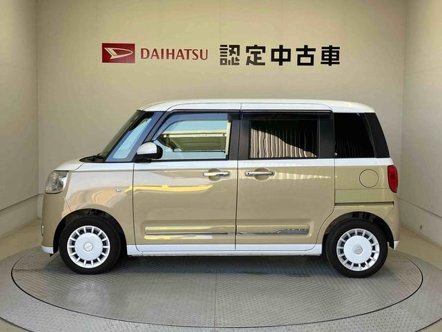 ムーヴキャンバスストライプスＧターボスマートアシスト搭載　バックカメラ付き　後席両側電動スライドドア　オートエアコン　オートライト　キーフリー　アイドリングストップ　ＡＢＳ　電動ドアミラー（熊本県）の中古車