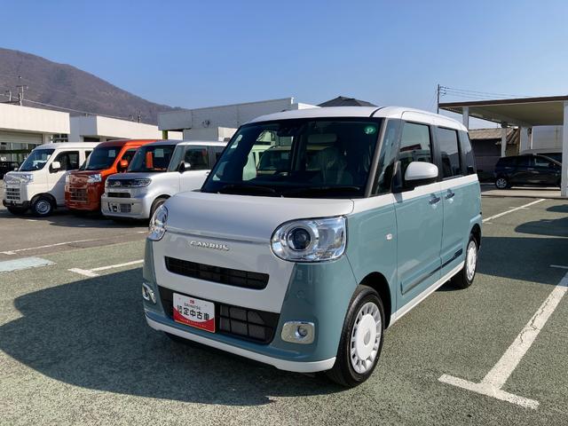 ムーヴキャンバスストライプスＧ　４ＷＤ　純正ナビ　前後ドラレコスマートアシスト・ＬＥＤヘッドランプ・ＬＥＤフォグランプ・スーパーＵＶ＆ＩＲカットガラス（フロントウィンドウ）・ＵＳＢソケット・両側パワースライドドア・運転席助手席シートヒーター（山梨県）の中古車