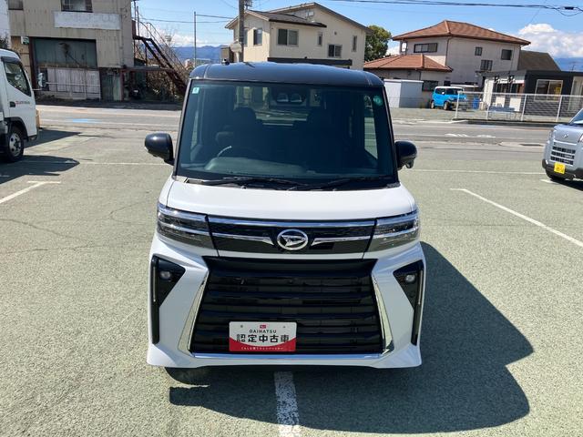 タントカスタムＲＳ　４ＷＤ　純正ナビ　パノラマモニタースマートアシスト・ＬＥＤヘッドライト・１５インチアルミホイール・両側パワースライドドア・ＵＳＢソケット・運転席助手席シートヒーター・レザー調Ｘフルファブリックシート・本革巻ステアリングホイール（山梨県）の中古車