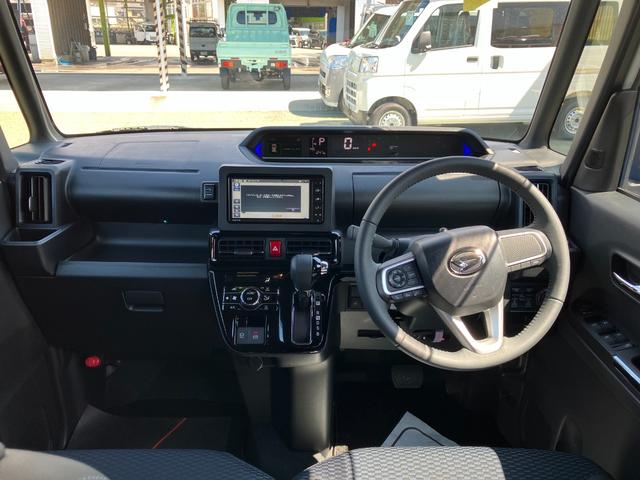 タントカスタムＲＳ　４ＷＤ　純正ナビ　パノラマモニタースマートアシスト・ＬＥＤヘッドライト・１５インチアルミホイール・両側パワースライドドア・ＵＳＢソケット・運転席助手席シートヒーター・レザー調Ｘフルファブリックシート・本革巻ステアリングホイール（山梨県）の中古車
