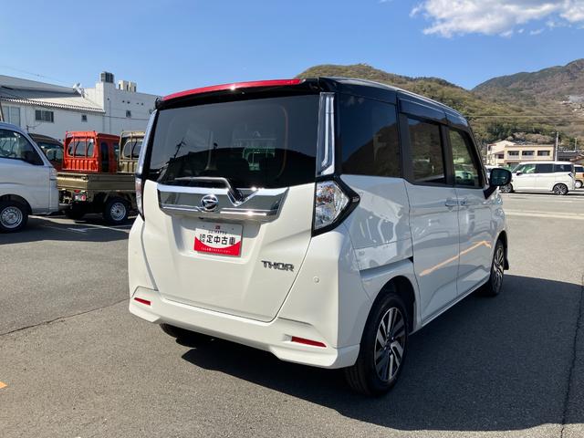 トールカスタムＧ　純正ナビ　前後ドラレコ　パノラマモニタースマートアシスト・ＬＥＤヘッドランプ・ＬＥＤフォグ・両側パワースライドドア・オートエアコン・パーキングブレーキ解除忘れ防止ブザー・ヘッドランプ自動消灯システム・プッシュエンジンスタート（山梨県）の中古車