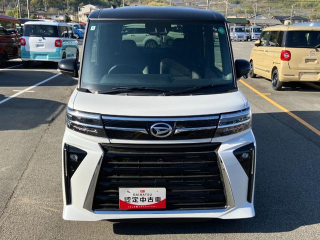 タントカスタムＲＳ　４ＷＤ　純正ナビ　パノラマモニタースマートアシスト・ＬＥＤヘッドライト・１５インチアルミホイール・両側パワースライドドア・ＵＳＢソケット・運転席助手席シートヒーター・レザー調Ｘフルファブリックシート・本革巻ステアリングホイール（山梨県）の中古車
