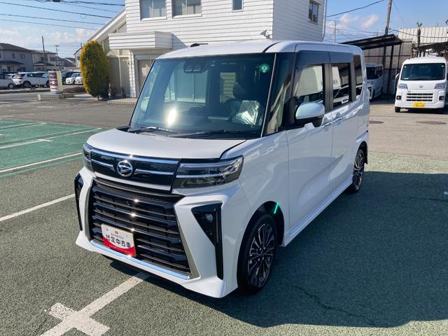 タントカスタムＲＳ　４ＷＤ　ＣＶＴ　純正ナビ　前後ドラレコスマートアシスト・ＬＥＤヘッドライト・１５インチアルミホイール・両側パワースライドドア・ＵＳＢソケット・運転席助手席シートヒーター・レザー調Ｘフルファブリックシート・本革巻ステアリングホイール（山梨県）の中古車