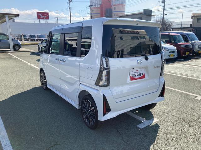タントカスタムＲＳ　４ＷＤ　ＣＶＴ　純正ナビ　前後ドラレコスマートアシスト・ＬＥＤヘッドライト・１５インチアルミホイール・両側パワースライドドア・ＵＳＢソケット・運転席助手席シートヒーター・レザー調Ｘフルファブリックシート・本革巻ステアリングホイール（山梨県）の中古車