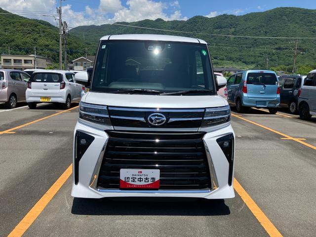 タントカスタムＲＳ　純正ナビ　前後ドラレコスマートアシスト・ＬＥＤヘッドライト・１５インチアルミホイール・両側パワースライドドア・ＵＳＢソケット・運転席助手席シートヒーター・レザー調Ｘフルファブリックシート・本革巻ステアリングホイール（山梨県）の中古車