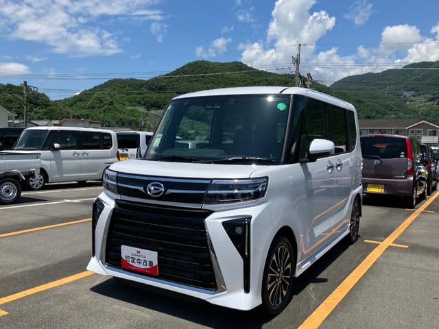 タントカスタムＲＳ　純正ナビ　前後ドラレコスマートアシスト・ＬＥＤヘッドライト・１５インチアルミホイール・両側パワースライドドア・ＵＳＢソケット・運転席助手席シートヒーター・レザー調Ｘフルファブリックシート・本革巻ステアリングホイール（山梨県）の中古車