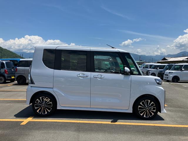 タントカスタムＲＳ　純正ナビ　前後ドラレコスマートアシスト・ＬＥＤヘッドライト・１５インチアルミホイール・両側パワースライドドア・ＵＳＢソケット・運転席助手席シートヒーター・レザー調Ｘフルファブリックシート・本革巻ステアリングホイール（山梨県）の中古車
