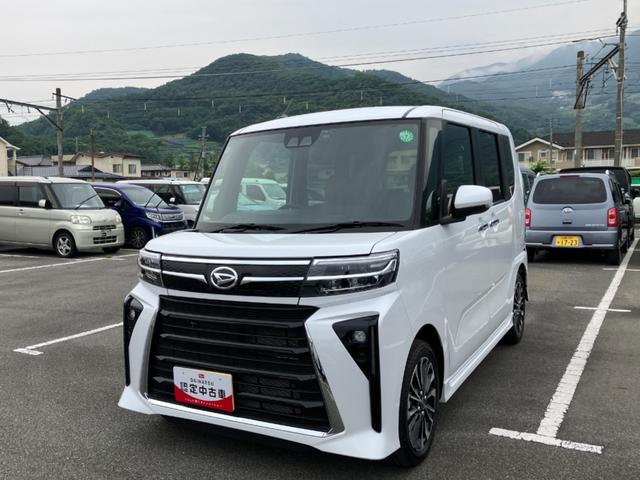タントカスタムＲＳ　純性ナビゲーション　ドライブレコーダースマートアシスト・ＬＥＤヘッドライト・１５インチアルミホイール・両側パワースライドドア・ＵＳＢソケット・運転席助手席シートヒーター・レザー調Ｘフルファブリックシート・本革巻ステアリングホイール（山梨県）の中古車