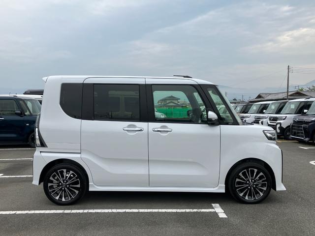 タントカスタムＲＳ　純正ナビゲーション　ドライブレコーダースマートアシスト・ＬＥＤヘッドライト・１５インチアルミホイール・両側パワースライドドア・ＵＳＢソケット・運転席助手席シートヒーター・レザー調Ｘフルファブリックシート・本革巻ステアリングホイール（山梨県）の中古車