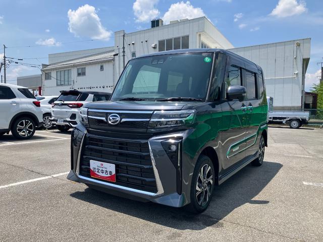タントカスタムＸ　４ＷＤ　１０インチ純正ナビ　前後ドラレコスマートアシスト・ＬＥＤヘッドライト・１４インチアルミホイール・両側パワースライドドア・ＵＳＢソケット・運転席助手席シートヒーター・レザー調Ｘフルファブリックシート（山梨県）の中古車