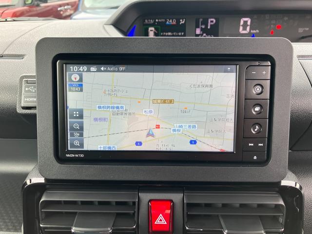 タントカスタムＲＳ　純正ナビゲーション　前後ドラレコスマートアシスト・ＬＥＤヘッドライト・１５インチアルミホイール・両側パワースライドドア・ＵＳＢソケット・運転席助手席シートヒーター・レザー調Ｘフルファブリックシート・本革巻ステアリングホイール（山梨県）の中古車