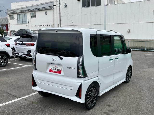 タントカスタムＲＳ　純正ナビゲーション　前後ドラレコスマートアシスト・ＬＥＤヘッドライト・１５インチアルミホイール・両側パワースライドドア・ＵＳＢソケット・運転席助手席シートヒーター・レザー調Ｘフルファブリックシート・本革巻ステアリングホイール（山梨県）の中古車