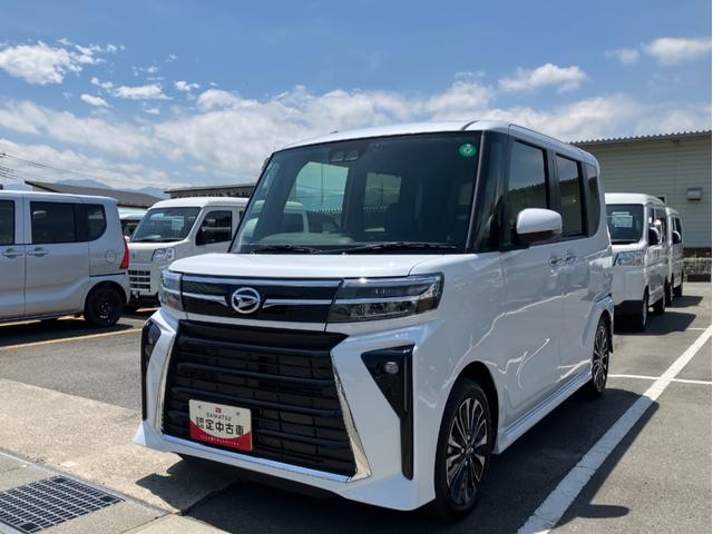 タントカスタムＲＳ　純正ナビゲーション　ドライブレコーダースマートアシスト・ＬＥＤヘッドライト・１５インチアルミホイール・両側パワースライドドア・ＵＳＢソケット・運転席助手席シートヒーター・レザー調Ｘフルファブリックシート・本革巻ステアリングホイール（山梨県）の中古車