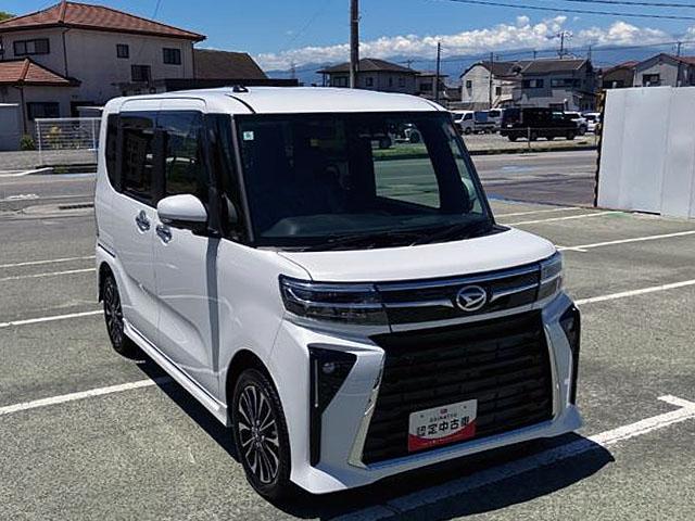 タントカスタムＲＳ　４ＷＤ　ミラクルオートステップ　ナビ　ドラレコスマートアシスト・ＬＥＤヘッドライト・１５インチアルミホイール・両側パワースライドドア・ＵＳＢソケット・運転席助手席シートヒーター・レザー調Ｘフルファブリックシート・本革巻ステアリングホイール（山梨県）の中古車
