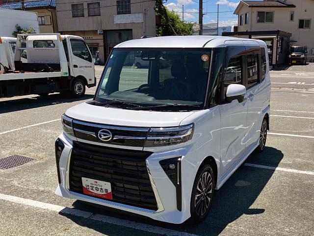 タントカスタムＲＳ　４ＷＤ　ミラクルオートステップ　ナビ　ドラレコスマートアシスト・ＬＥＤヘッドライト・１５インチアルミホイール・両側パワースライドドア・ＵＳＢソケット・運転席助手席シートヒーター・レザー調Ｘフルファブリックシート・本革巻ステアリングホイール（山梨県）の中古車