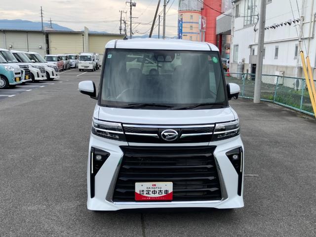 タントカスタムRS 4WD 純正ナビスマートアシスト・LEDヘッドライト・15インチアルミホイール・両側パワースライドドア・USBソケット・運転席助手席シートヒーター・レザー調Xフルファブリックシート・本革巻ステアリングホイール(山梨県)の中古車