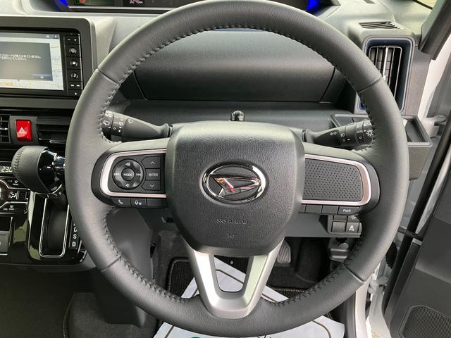 タントカスタムRS 4WD 純正ナビスマートアシスト・LEDヘッドライト・15インチアルミホイール・両側パワースライドドア・USBソケット・運転席助手席シートヒーター・レザー調Xフルファブリックシート・本革巻ステアリングホイール(山梨県)の中古車