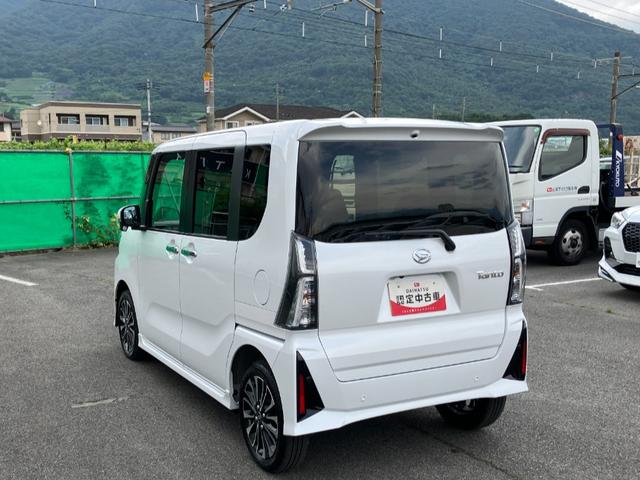 タントカスタムRS 4WD 純正ナビスマートアシスト・LEDヘッドライト・15インチアルミホイール・両側パワースライドドア・USBソケット・運転席助手席シートヒーター・レザー調Xフルファブリックシート・本革巻ステアリングホイール(山梨県)の中古車