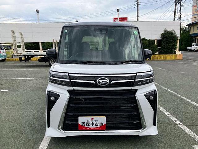 タントカスタムＲＳ　純正ナビゲーション　パノラマモニタースマートアシスト・ＬＥＤヘッドライト・１５インチアルミホイール・両側パワースライドドア・ＵＳＢソケット・運転席助手席シートヒーター・レザー調Ｘフルファブリックシート・本革巻ステアリングホイール（山梨県）の中古車