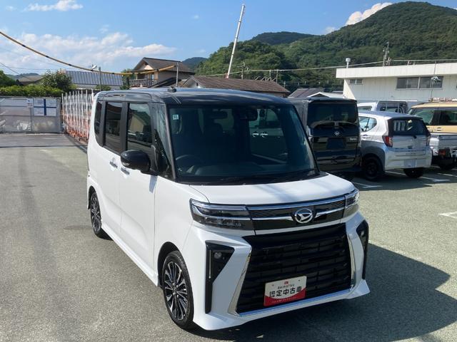 タントカスタムＲＳ　純正ナビ　パノラマモニタースマートアシスト・ＬＥＤヘッドライト・１５インチアルミホイール・両側パワースライドドア・ＵＳＢソケット・運転席助手席シートヒーター・レザー調Ｘフルファブリックシート・本革巻ステアリングホイール（山梨県）の中古車