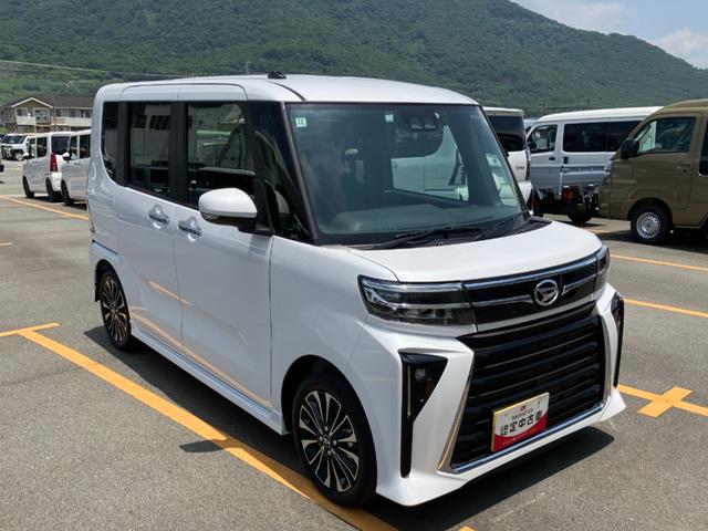 タントカスタムＲＳ　純正ナビゲーション　ドライブレコーダースマートアシスト・ＬＥＤヘッドライト・１５インチアルミホイール・両側パワースライドドア・ＵＳＢソケット・運転席助手席シートヒーター・レザー調Ｘフルファブリックシート・本革巻ステアリングホイール（山梨県）の中古車