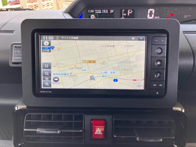 タントカスタムＲＳ　純正ナビゲーション　バックモニタースマートアシスト・ＬＥＤヘッドライト・１５インチアルミホイール・両側パワースライドドア・ＵＳＢソケット・運転席助手席シートヒーター・レザー調Ｘフルファブリックシート・本革巻ステアリングホイール（山梨県）の中古車