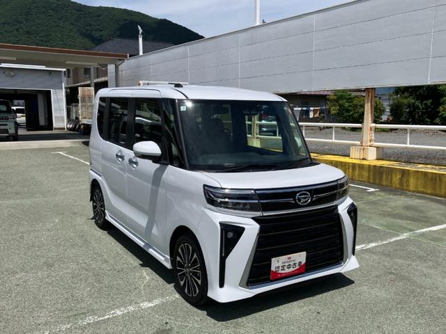 タントカスタムＲＳ　純正ナビゲーション　バックモニタースマートアシスト・ＬＥＤヘッドライト・１５インチアルミホイール・両側パワースライドドア・ＵＳＢソケット・運転席助手席シートヒーター・レザー調Ｘフルファブリックシート・本革巻ステアリングホイール（山梨県）の中古車