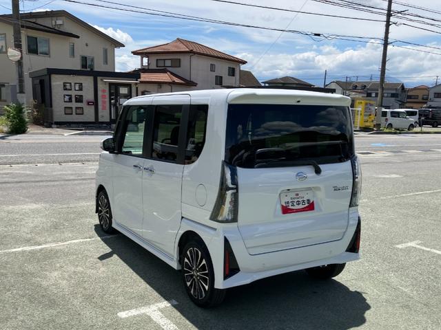 タントカスタムＲＳ　純正ナビゲーション　バックモニタースマートアシスト・ＬＥＤヘッドライト・１５インチアルミホイール・両側パワースライドドア・ＵＳＢソケット・運転席助手席シートヒーター・レザー調Ｘフルファブリックシート・本革巻ステアリングホイール（山梨県）の中古車